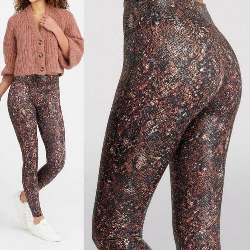 SPANX | Snake Animal Print Brown Black & Brown Leggings Women’s Size Small